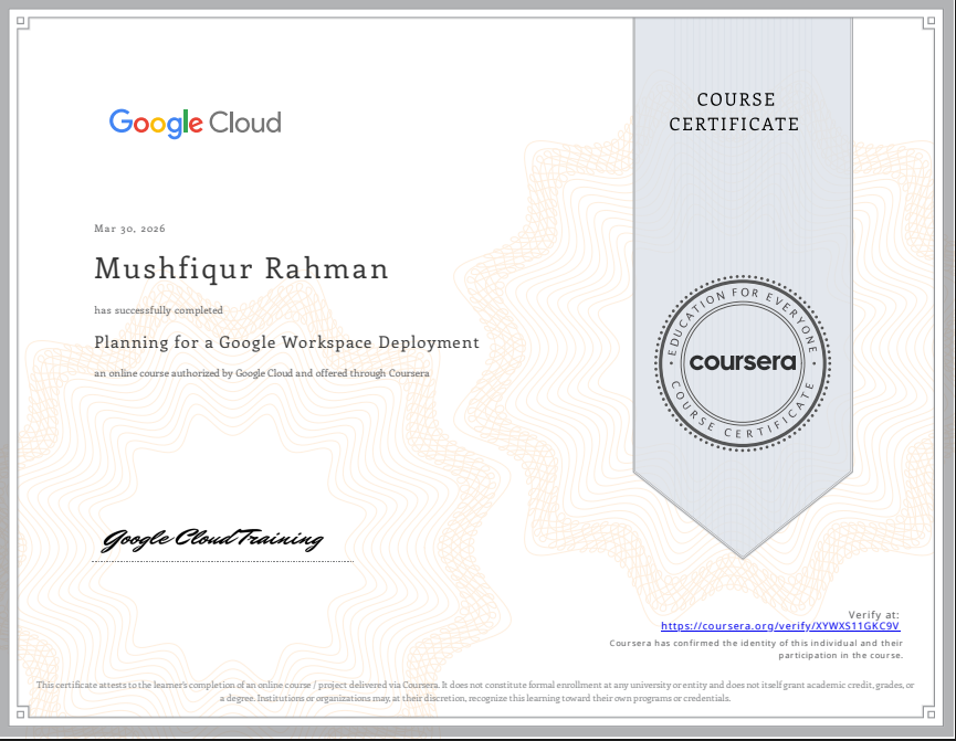 Planning for a Google Workspace Deployment Certificate